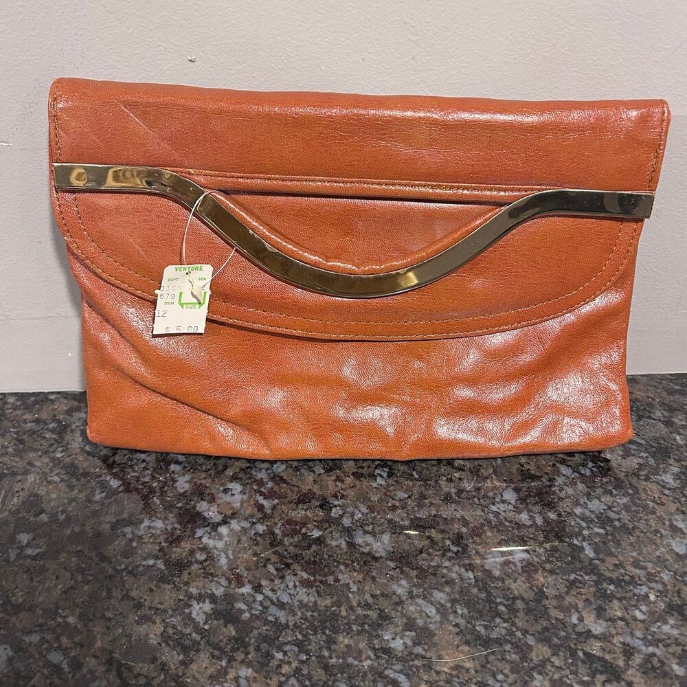 Vintage Venture Pleather Handbag Purse With tags Brown Made Korea